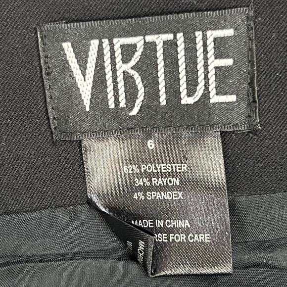 Virtue Pencil Skirt Womens 6 Black Gray Stripe Back Slit Stretch Corpcore Career - Picture 10 of 12